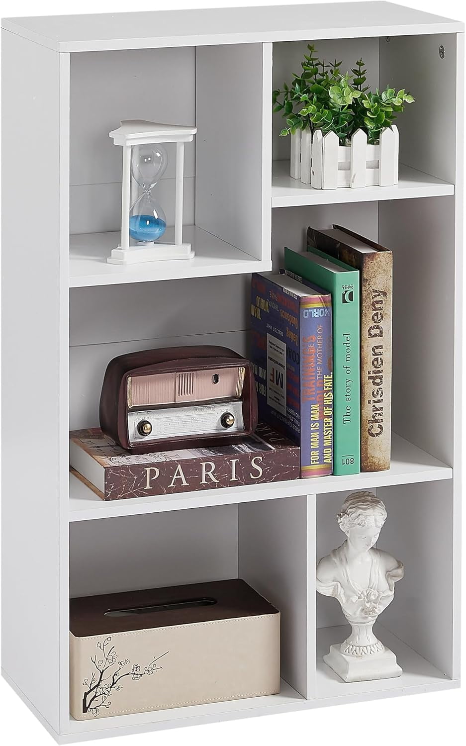 42" Modern Bookshelf, 7 Cube Organizer Bookcase,Fits Tallest Hardcovers