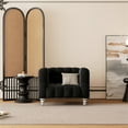thumbnail image 1 of 42"Modern Dutch Fluff Sofa, Upholstered Sofa with Solid Wood Legs, Buttoned Tufted Backrest, 3-Seater Couch for Living Room, Office, Bedroom. Black., 1 of 6