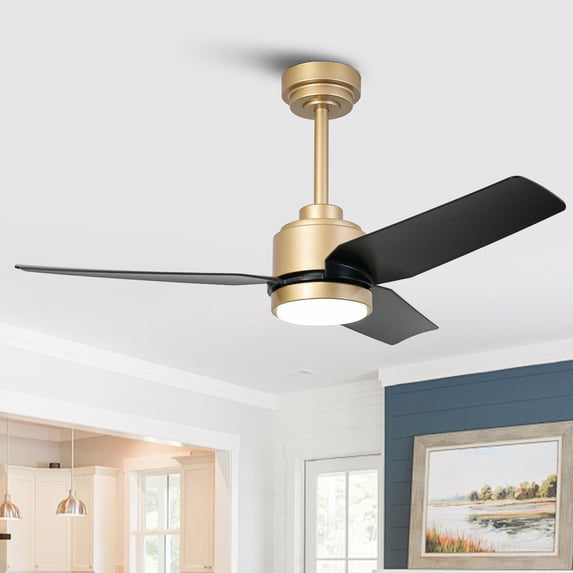 Vaczon 42" Modern Gold Dimmable Ceiling Fan DC Motor Indoor 3-Blade LED Ceiling Fan with Remote