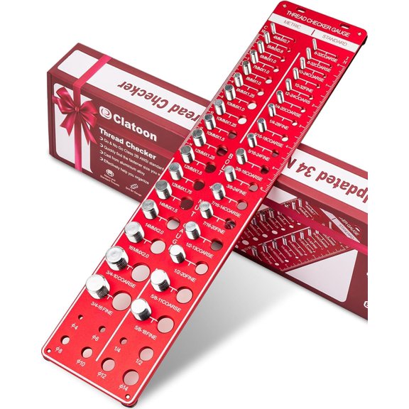 42 Nut and Bolt Thread Checker Gauge with 19 Standard and 15 Metric | Thread Gauge Solid Bolts, identibolt 8 Drill Bit Gauge, Heavy-Duty Bolt and Nut Identifier Gauge