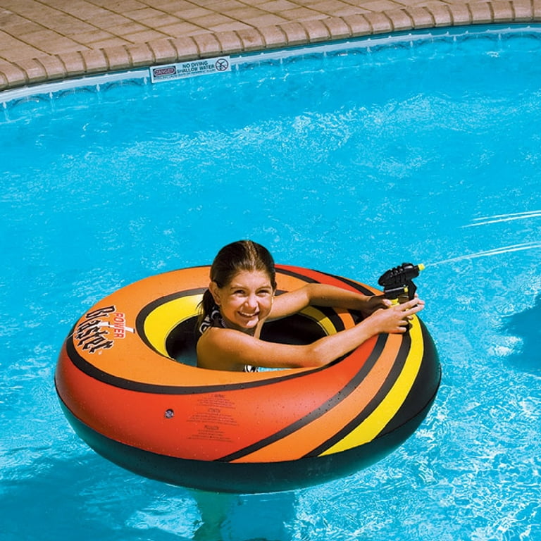 42 Orange and Black Inflatable Power Blaster Swimming Pool Inner Tube 