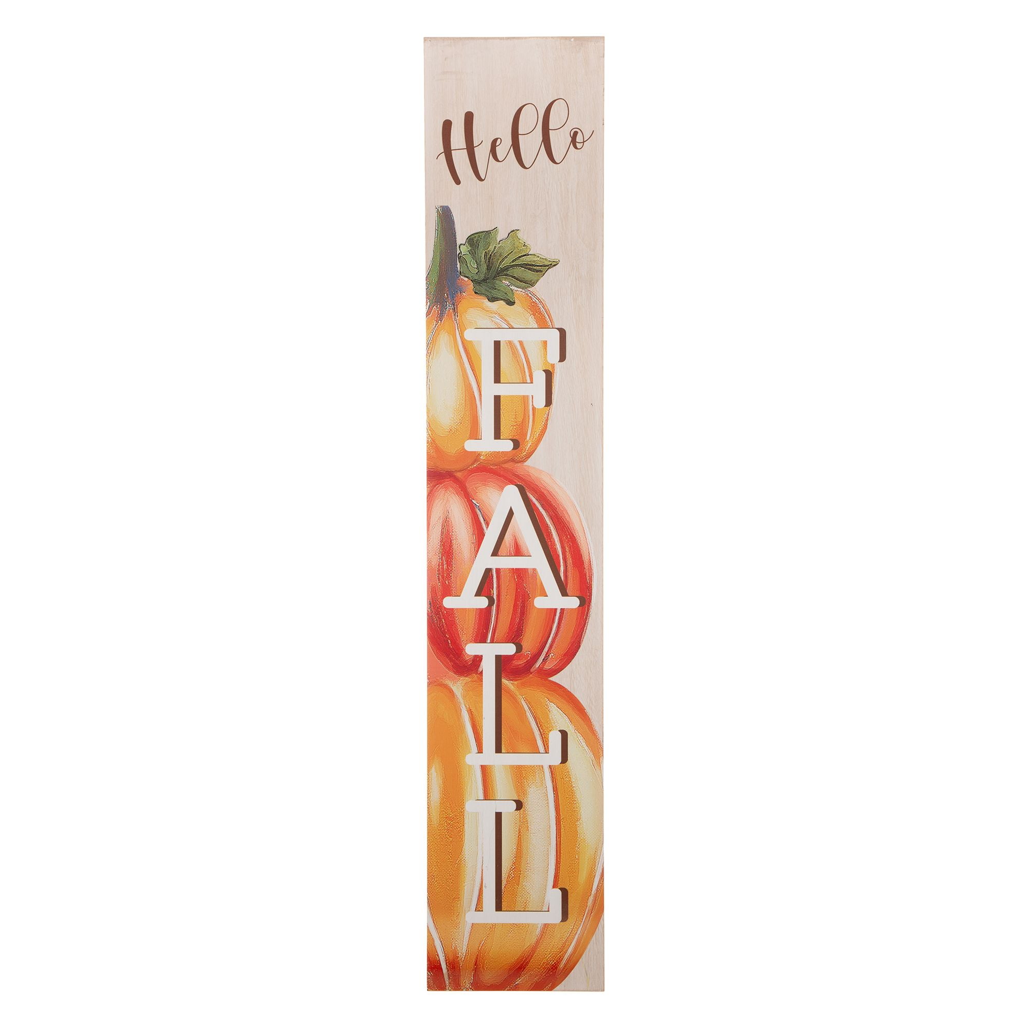42" Orange and White Wooden Pumpkin Fall Porch Sign