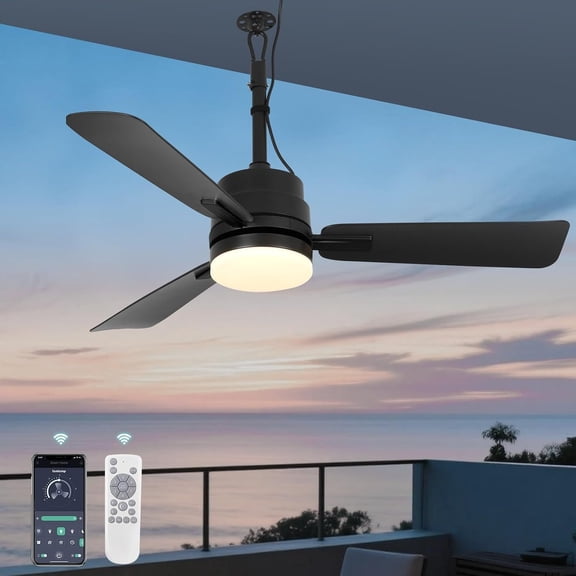 42" Outdoor Ceiling Fans with Lights and Remote, Gazebo Fan,Plug in Ceiling Fan for Patios,3 CCT Dimmable,Portable Fan with Hook for Porch,Pergola,Black
