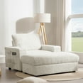 thumbnail image 1 of 42"Oversized Chaise Lounge Chair with Faux Rabbit Fur, Hidden Storage & Recliner Cup Holder,Prefect For Apartmen,Office,Livingroom, 1 of 10