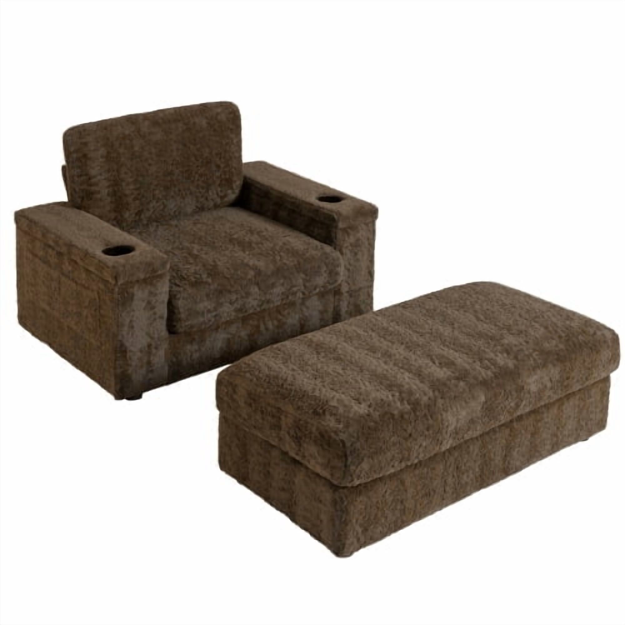 42" Oversized Chaise Lounge Indoor,Faux Rabbit Fur Sofa Bed with ...
