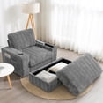 thumbnail image 1 of 42" Oversized Chaise Lounge Indoor,Faux Rabbit Fur Sofa Bed with Storage Ottoman and Armrests,Cup Holders,Upholstered Sleeper Chair,Reading Couch with Deep Seat for Living Room,Bedroom, 1 of 9