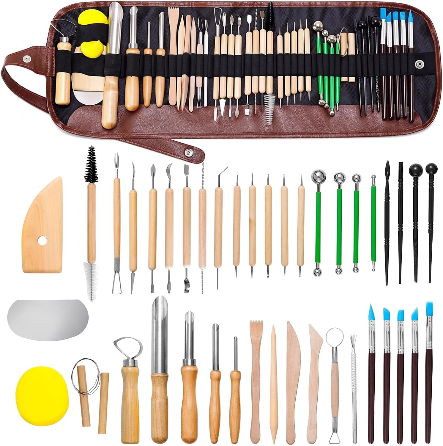 42 PCS Adult Clay Sculpting Tools Kit, All-in-One Pottery Tool Set for Carving, Molding & Shaping - for Adult Hobbyists and Artists