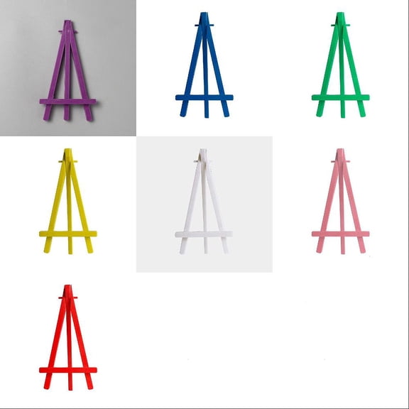 42 Pack 7 Colors Small Easel Display Stand 6 Inch Assorted Colorful Mini Foldable Plastic Triangle Artist Canvas Tabletop Easels Stands DIY