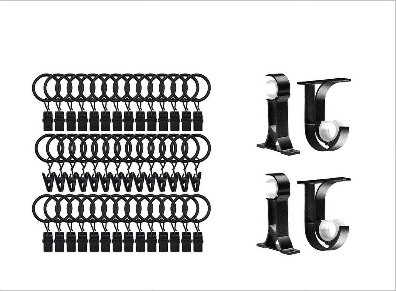 42 Pack Metal Curtain Rings with Clips, Free 4 pieces of curtain rod bracket (with matching