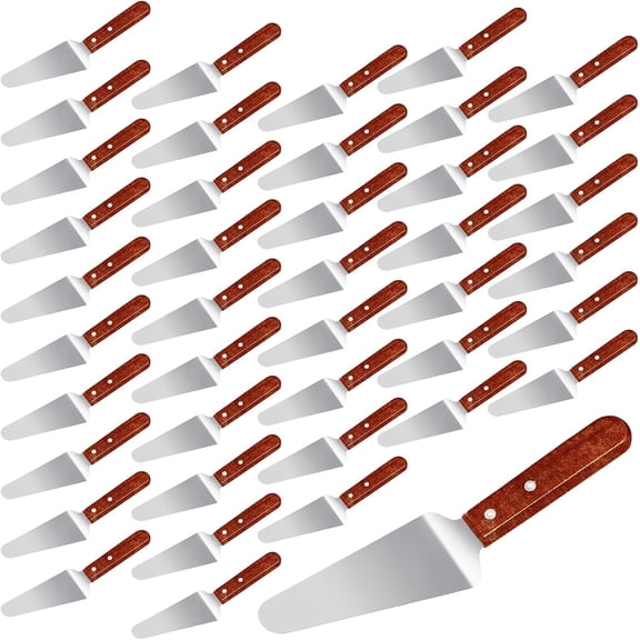 42 Pack Pie Server Pizza Spatula Stainless Steel Cake Cutter Utensils Wooden Handle Easy to Grip for Kitchen Party Restaurant