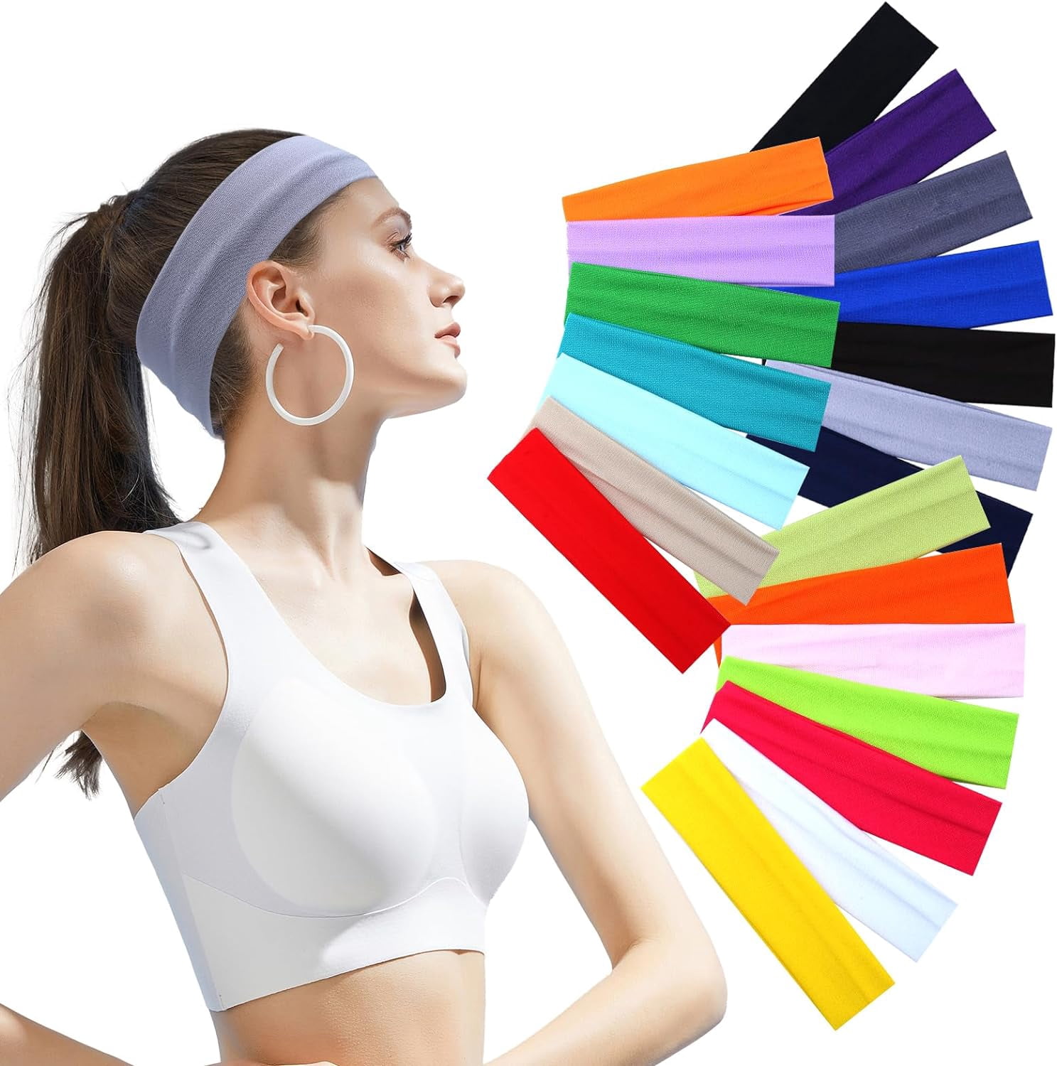42 Pack Soft Elastic Stretch Athletic Hair Bands, Fashion  display picture 2