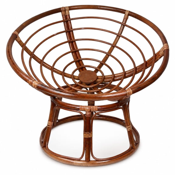 42" Papasan Chair Replacement Frame, Brown Rattan Wicker Round Chair Base, Replacement Furniture Frame for Living Room, Bedroom, Lounge, Reading Room and Home