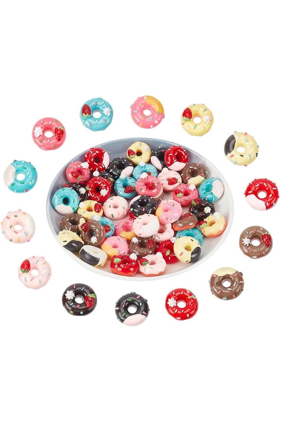 42 Pcs 14 Colors Donut Charms Donut Charms Resin Donuts Nail Charms Dessert Charms for Jewelry Making Handicraft Scrapbooking Phone Case Decor