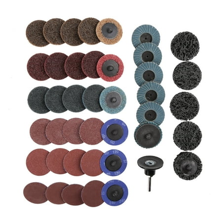 42 Pcs 2'' Scour Sanding Discs Nylon Roll Lock Surface Coarse Medium Fine Grit