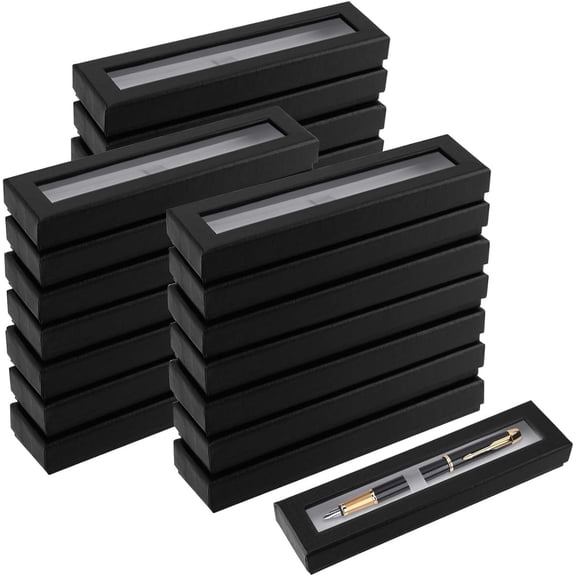 42 Pcs Black Empty Pen Gift Box, Cardboard Pen Display Cases with Clear Window, Single pen presentation Packaging Case for Jewelry Gift Business Birthday Souvenir Office Supplies