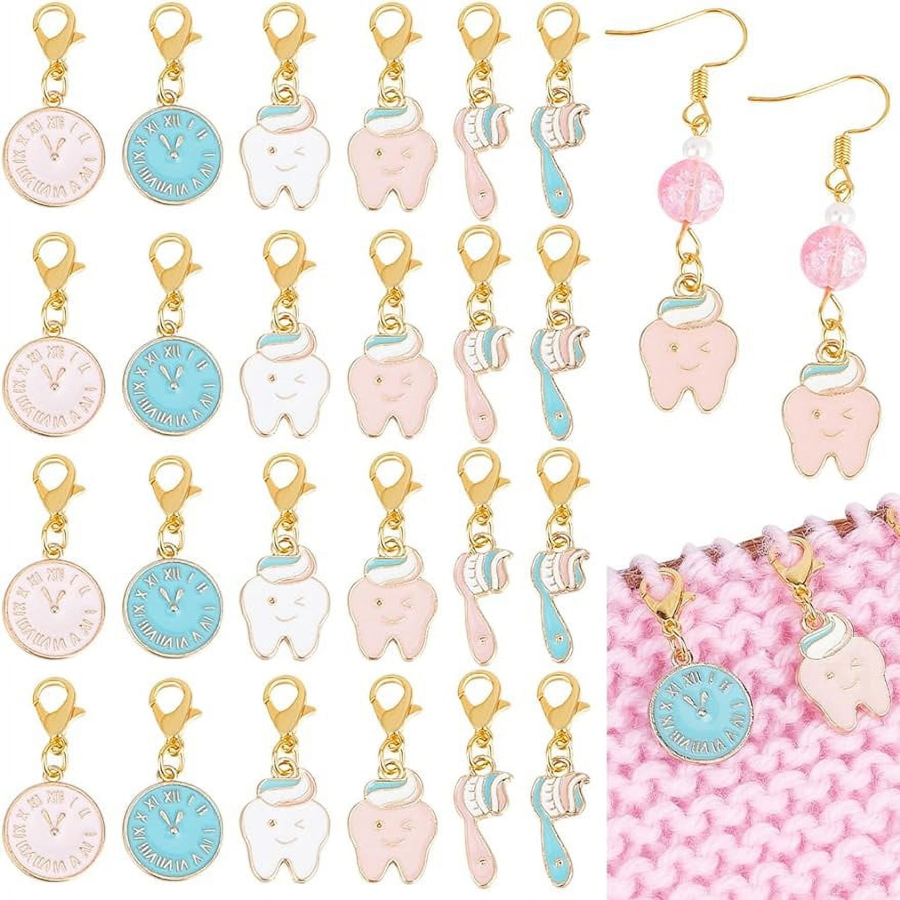 42 Pcs Clock/Tooth/Toothbrush Stitch Markers Enamel Crochet Stitch