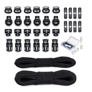 42 Pcs Cord Locks End Spring Toggle Stopper Zipper Pull Ends Fastener Buttons with 18 Yard Elastic Bungee Cord Stretch String for Drawstring,Shoelaces,Pants, Backpack, Bags, Luggage, DIY Crafting