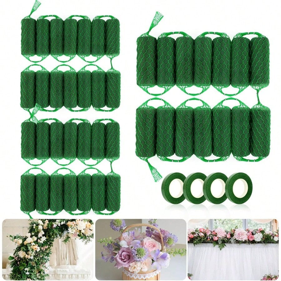 42 Pcs Floral Foam Garland 27.6ft Flower Sponge Blocks Kit Absorption Flower Holder Arch Door Tabletop Flower Arrangement Material Floral Craft Wet Foam Blocks For Home Wedding Holiday Decoration