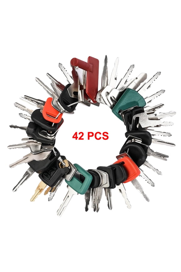 42 Pcs Heavy Equipment Ignition Master Key Set, Construction Machinery Replacement Keys for CAT, JCB, John Deere, Kubota, Komatsu, Excavator, Forklift, Loader, Tractor w/Lockable Steel Wire Key Rings