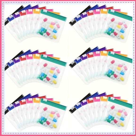 42 Pcs Pill Pouch Bags Zippered Pill Pouch Set Reusable Translucent Medicine Organizer Self Sealing Medicine Organizer Travel Plastic Bags with Slide Lock