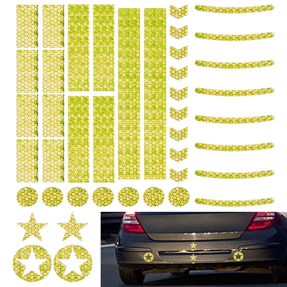 42 Pcs Reflective Bicycle Stripe Decals Yellow Waterproof PET Plastic Reflective Stickers Wheel Rim Stripe Decal Sticker Night