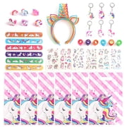 45 Pcs Unicorn Themed Party Favors for Kids Girls Age 4-8-12,Unicorn Headband Slap Bracelet Stamp Tattoo Gifts Color Random