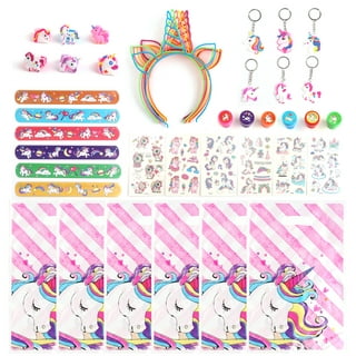 166 Pcs Unicorn Party Favors Supplies Unicorn Slap Bracelets Mask Rings  Keychains Tattoos Headband Rings Hairpin Bracelets Necklace Goodie Bags for