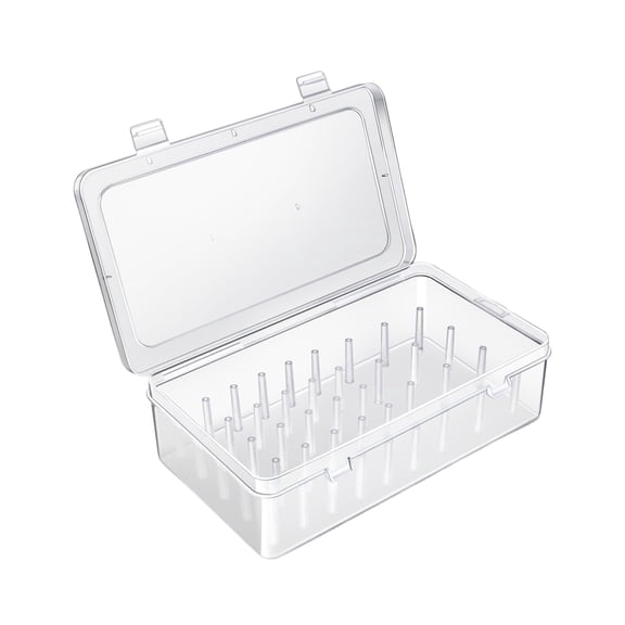 42-Peg Piping Tips Storage Box with Fixed Pins Piping Tip Set Organizer Case for Cake Decorating Kit(9.3x5.3x2.5in,Clear)