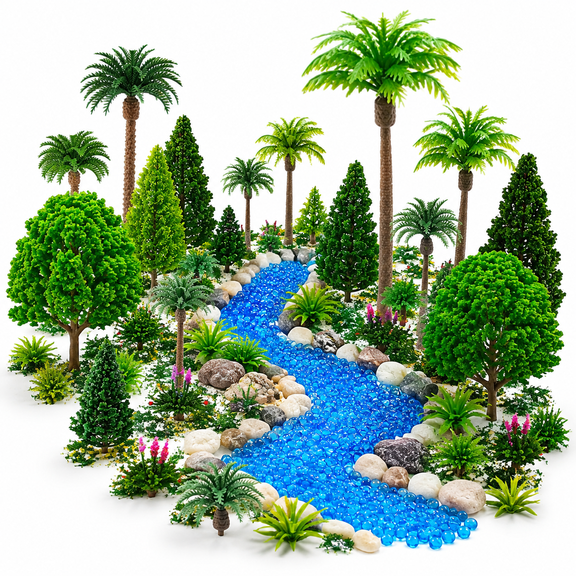 42-Piece Diorama Supplies Kit Miniature Model Trees and Scenery Basing Materials