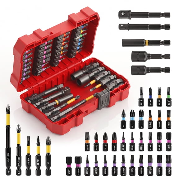 42 Piece Impact Screwdriver Bits Set with Phillips, Slotted and Torx Bits, Portable Storage Case