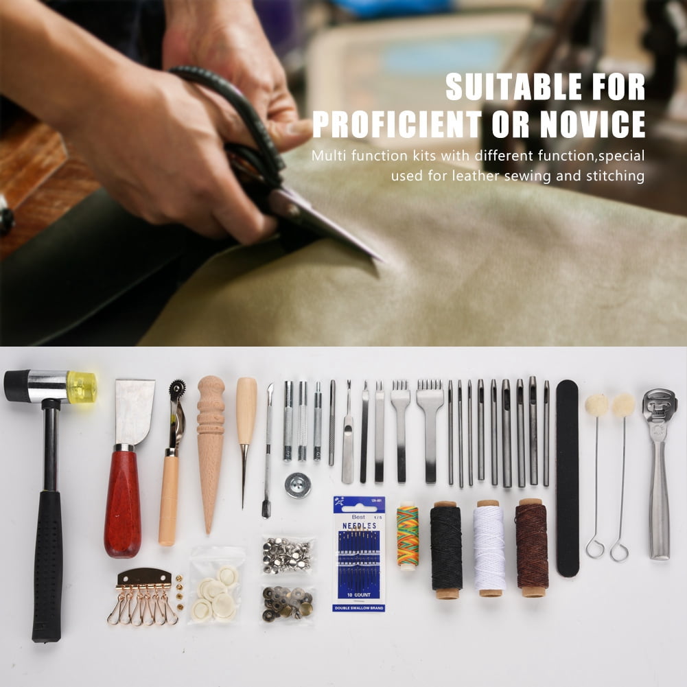 42-Piece Leather Hand Sewing Craft Set Multifunctional Leather Crafting Tools Quick Punch Kit Sewing Notching Set for DIY Leather Sewing and Stitching