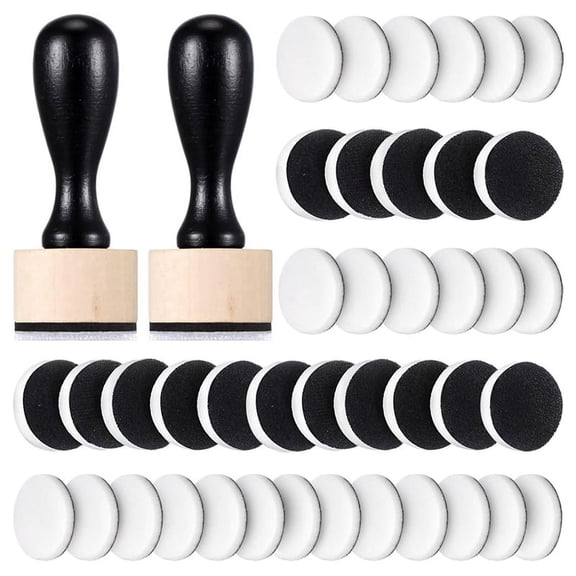 42-Piece Mini Ink Tool Set, Includes 2 Round Mini Smudge Tools and 40 Replacement Foam Pads for Drawing Smudge Mixtures
