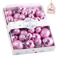 thumbnail image 1 of 42-Piece Pink Plastic Christmas Ball Set, Shatterproof Christmas Tree Ornaments, Assorted Reflective Sphere Collection Christmas Ornaments for Holiday Decor, 1 of 7
