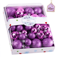 thumbnail image 1 of 42-Piece Purple Plastic Christmas Ball Set, Shatterproof Christmas Tree Ornaments, Assorted Reflective Sphere Collection Christmas Ornaments for Holiday Decor, 1 of 7