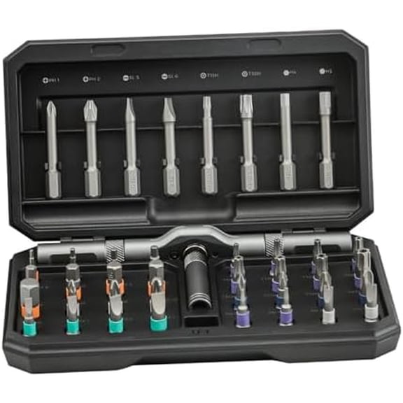 42-Piece Ratchet Screwdriver Kit with 40 Magnetic CrMo Alloy Steel Bits, Detachable Aluminum Alloy Handle & 50Nm Torque Labor-Saving Mechanism for Furniture Electronics Repair$$Tools & Hardware Other