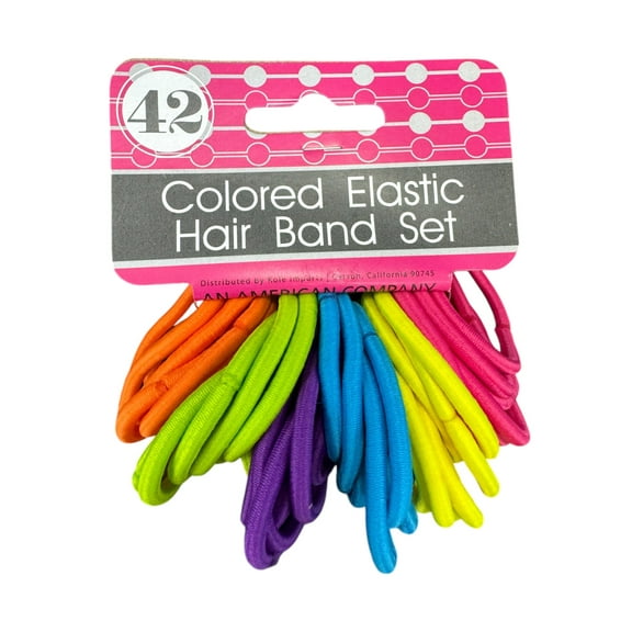 42-Piece Set of Elastic Hair Bands – Comfortable and Stylish for Ponytails, Braids, Updos, and All Hair Types – Long-Lasting Design, Orange, Green, Purple, Blue, Yellow, Pink