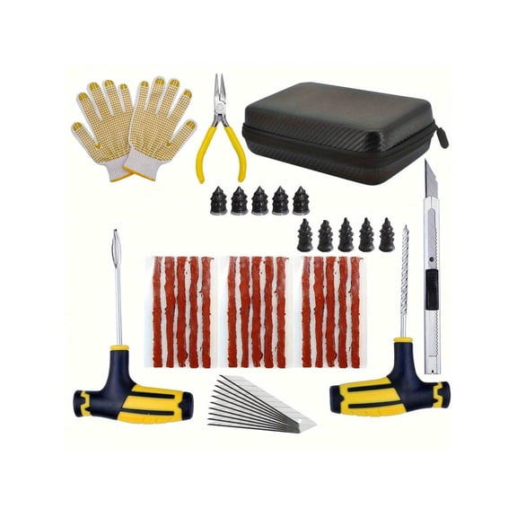 This 42-Piece Value Pack Is Here! This Tire Repair Kit Includes Emergency Tools, Patches, And Sealant. It's An Excellent Value And Easily Handles Any Tire Condition. A Must-Have For Car Owners!