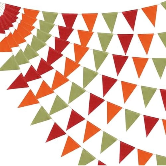 42 Pieces Colorful Pennant Banner Flag Orange Red Green Bunting Triangle Banner for Classroom School Carnival Birthdays Garland Outdoor Events Party Hanging Decorations