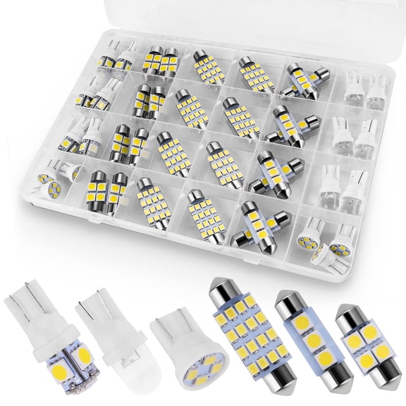 42 Pieces Interior Car Lights, Super Bright White Dome Map Tail Cab Lights Bulb Kit Set , DE3175 T10 31mm 41mm 194 LED Bulb for Your Trucks Width Lamp(White)