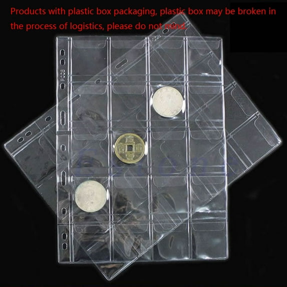 42 Pockets Classic Plastic Coin Holders Sheets For Storage Collection Album Case
