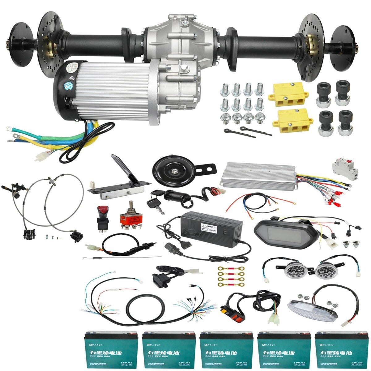 Torw Motor 42''Rear Axle, 60V 2500W Differential Motor DIY Tourist Cart Tow ...