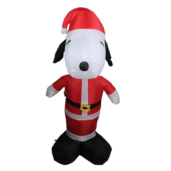 42" Red and White Inflatable Peanuts LED Light Snoopy Santa Claus Christmas Outdoor Decor