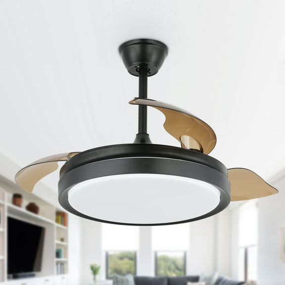 42" Retractable Ceiling Fan Reversible With Remote Control and Light Kit