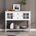 thumbnail image 1 of 42" Retro Console Table, Wood Entry Console with Storage, Couch Table Behind Sofa with Drawers and Bottom Storage Shelf, Suitable for Living Room, Entryway, Hallway, 1 of 9
