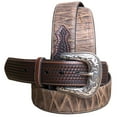 thumbnail image 1 of 42" Roper Mens Basketweave Top Grain Leather Belt Bark Design 1 1/2" Wide Brown, 1 of 4