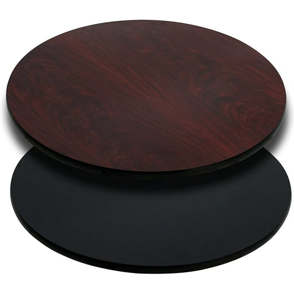42" Round Black/Mahogany Reversible Laminate Table Top