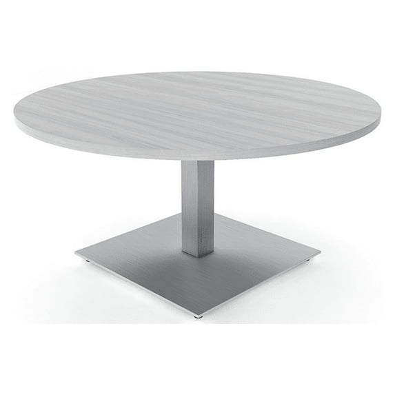 42" Round Coffee Table For Office With Square Metal Base