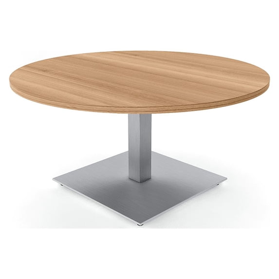 42" Round Coffee Table For Office With Square Metal Base