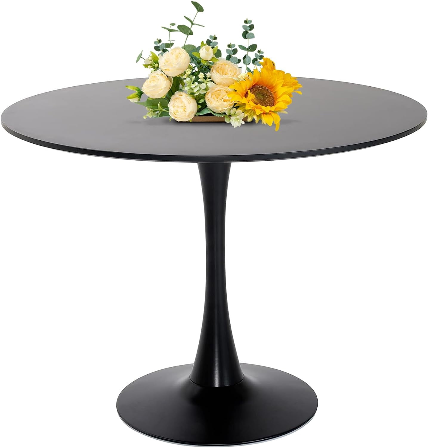 42" Round Dining Table,MidCentury White Tulip Table,Metal Base