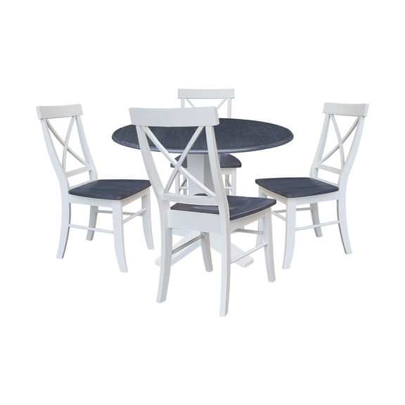 International Concepts 42" Round Drop Leaf Table with Four Dining Chairs